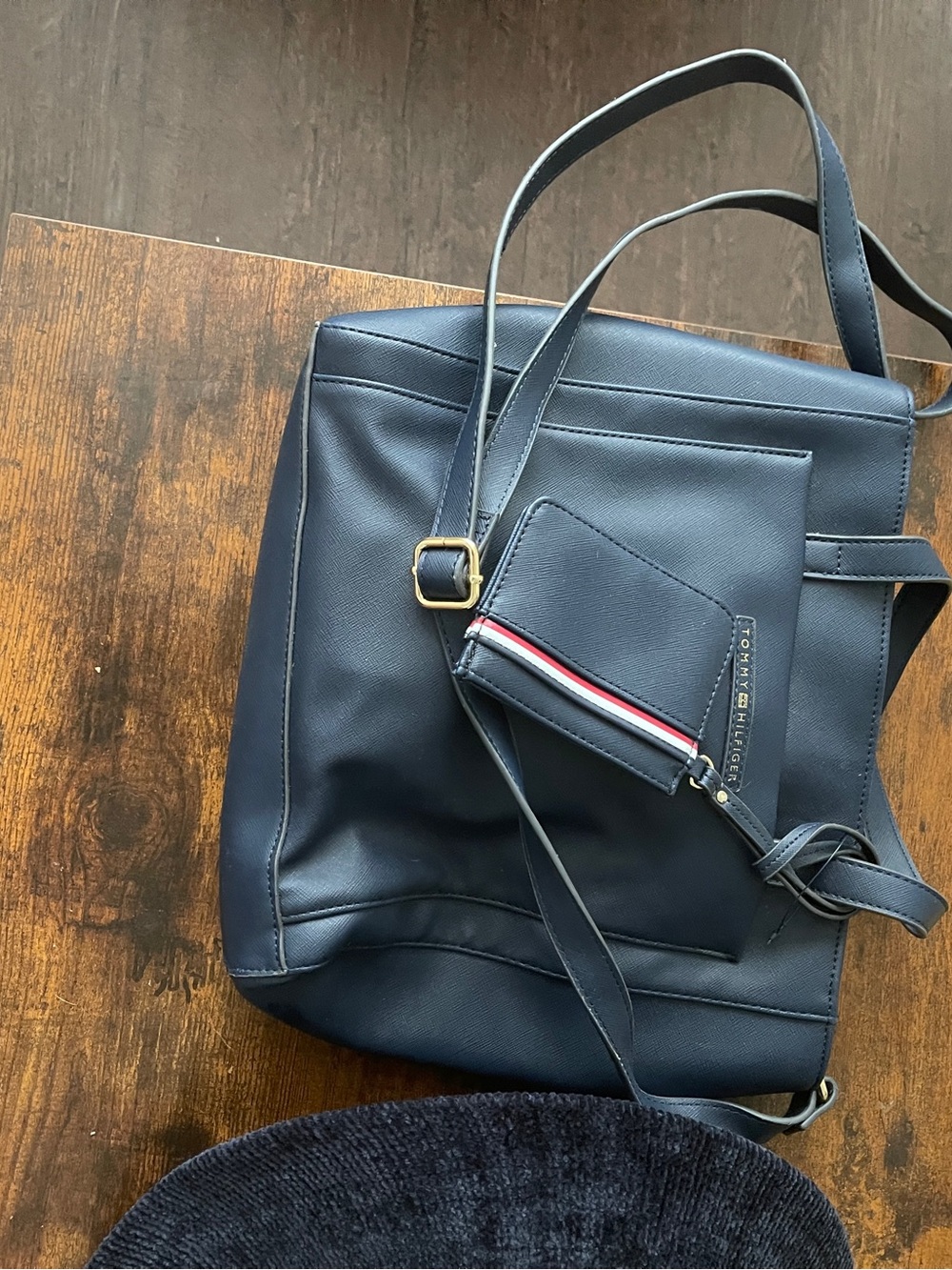 Tommy Hilfiger Navy Leather Tote with Card Holder